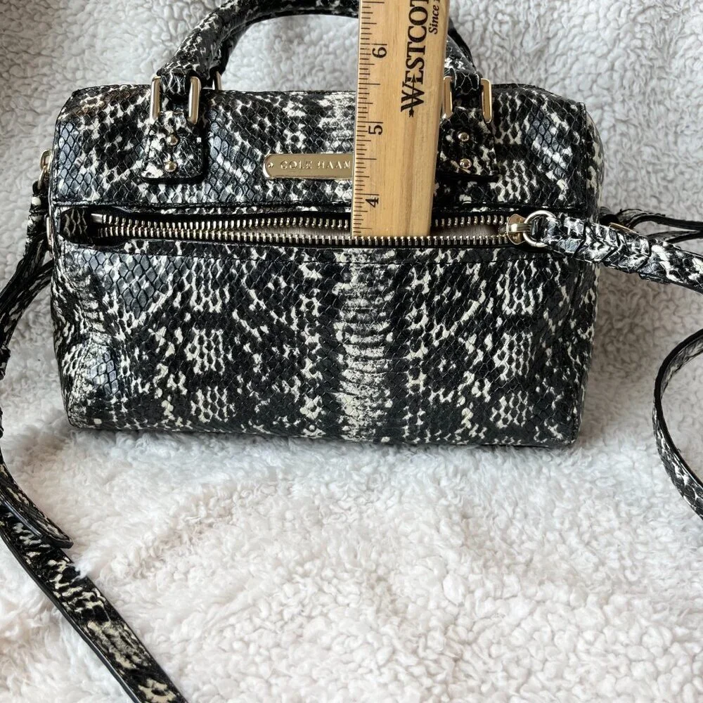 Cole Haan Leather bag Satchel or Crossbody Snake Embossed Cream & Black